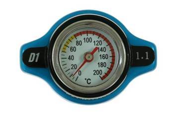 Radiator cap with thermometer D1Spec 15mm 1.1Bar Blue