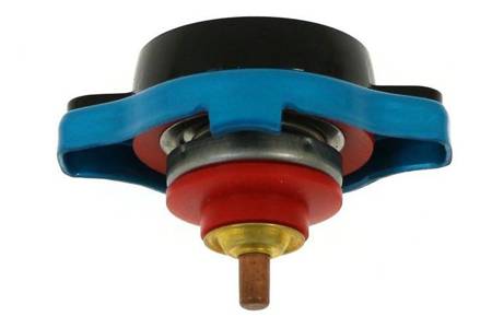 D1Spec Radiator cap with thermometer 15mm 1.1 Bar Blue