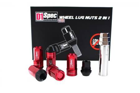 Racing lug nuts D1Spec Heptagon 2in1 12x1.25 Red
