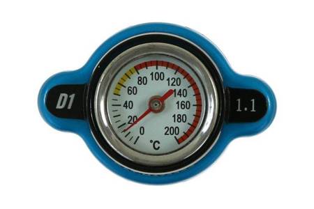 Radiator cap with thermometer D1Spec 28mm 1.1Bar Blue