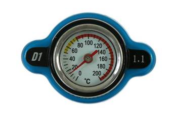 Korek wlewu chłodnicy z termometrem D1Spec 28mm 1.1 Bar Niebieski